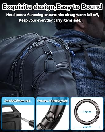 DDJ 4-Pack IPX8 Waterproof for Air tag Holder Case Keychain, Rugged Protective Case for Apple for Air tag with Key Ring, Ultra Durable for Dog Collar/Luggage/Key/Backpack, Easy to Install