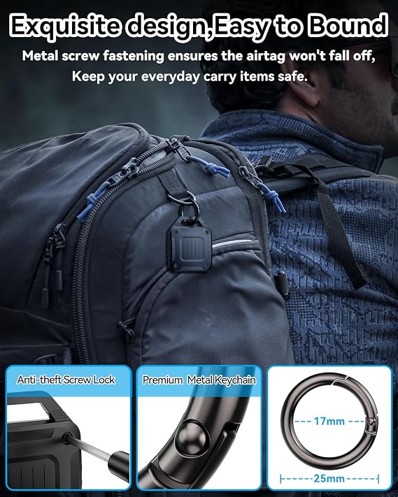 DDJ 4-Pack IPX8 Waterproof for Air tag Holder Case Keychain, Rugged Protective Case for Apple for Air tag with Key Ring, Ultra Durable for Dog Collar/Luggage/Key/Backpack, Easy to Install