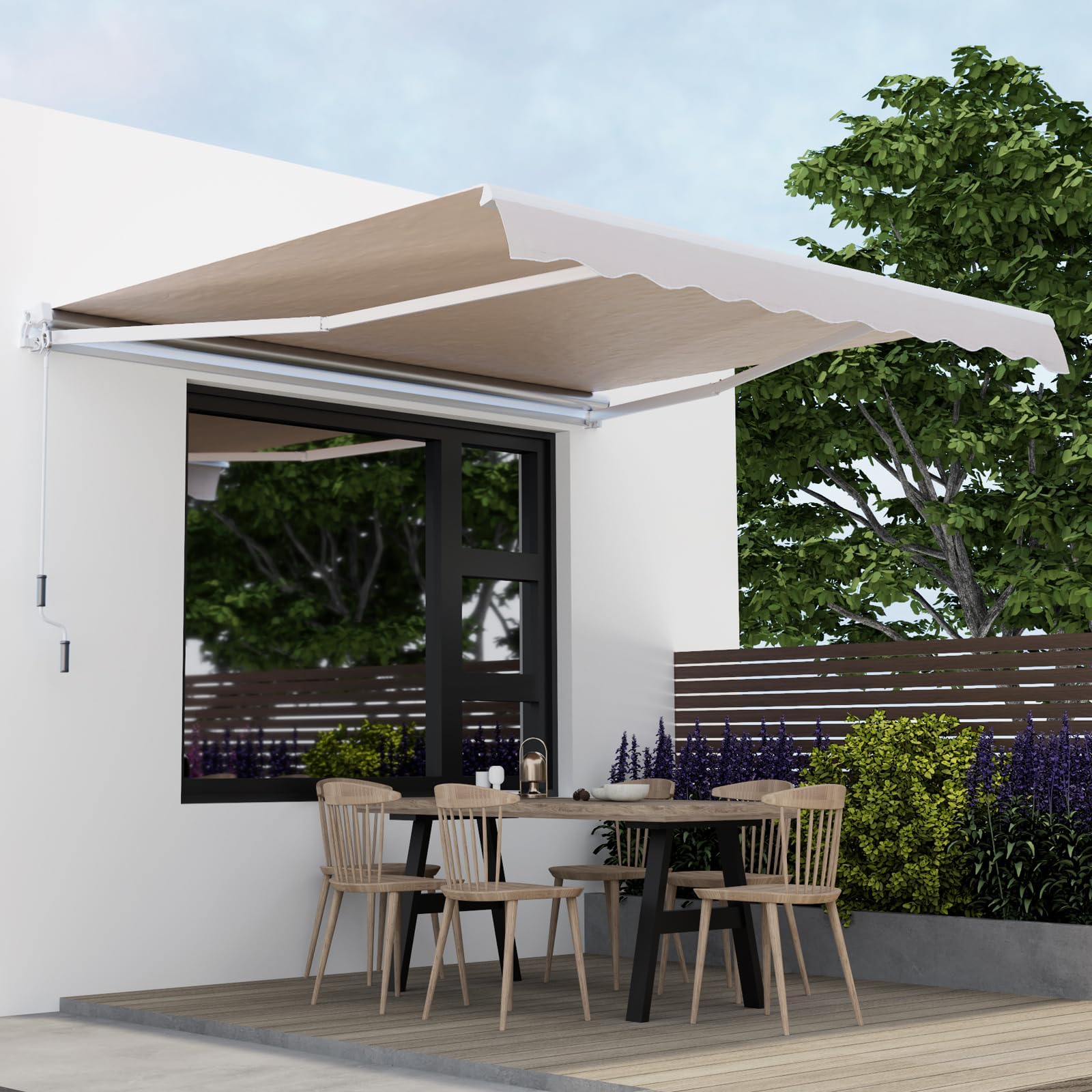 RELAX4LIFE Tenda da Sole 400x250cm Alluminio Angolazione Regolabile 5°-35° Impermeabile Balcone BEIGE