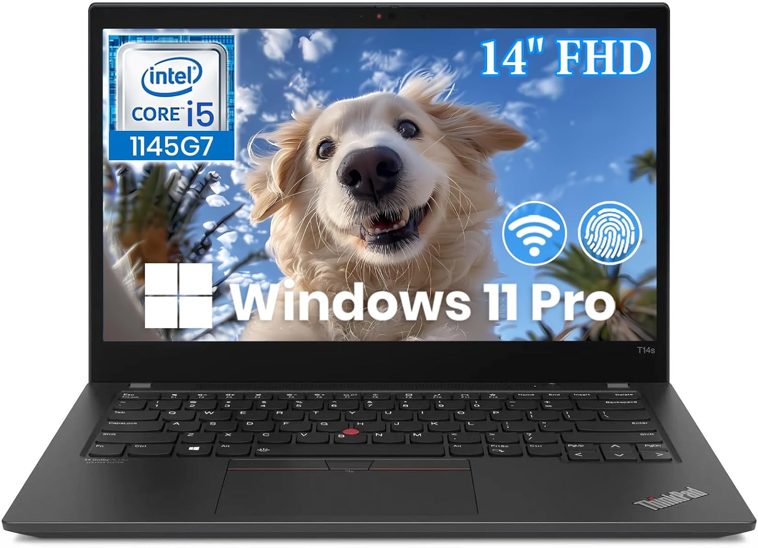 Lenovo ThinkPad T14s Gen 2 Laptop, Windows 11 Pro PC, Core i5-1145G7, 256GB SSD, 8GB RAM, 14in FHD 1080p IPS, Fingeprint Reader, Backlit Key (Renewed)