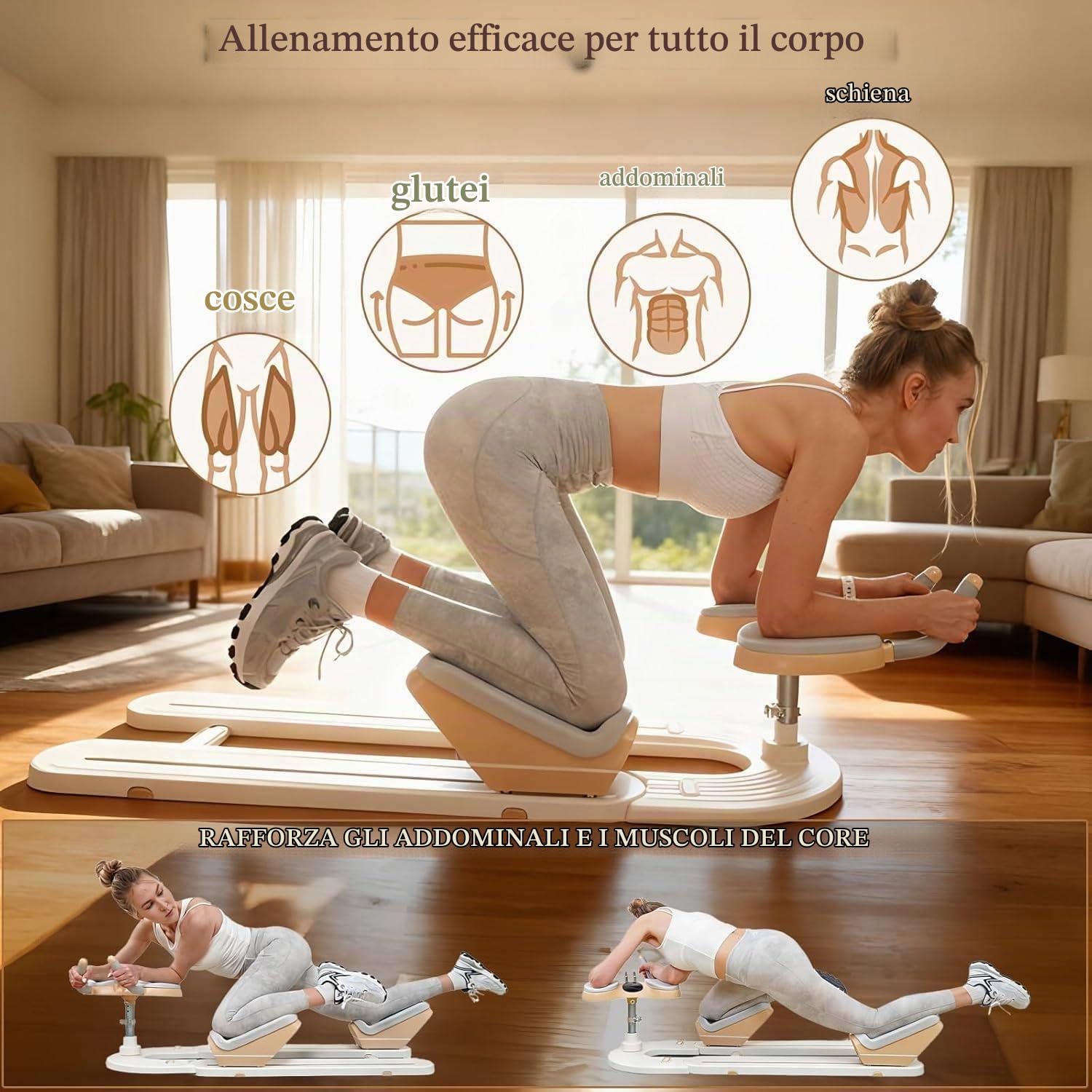 Spine Twist & Stretch Trainer for Home Gym - Spinal Support Machine with Phone Holder for Abdominal Workout, Waist Toning And Leg Stretching Waist Toning And Leg Stretching