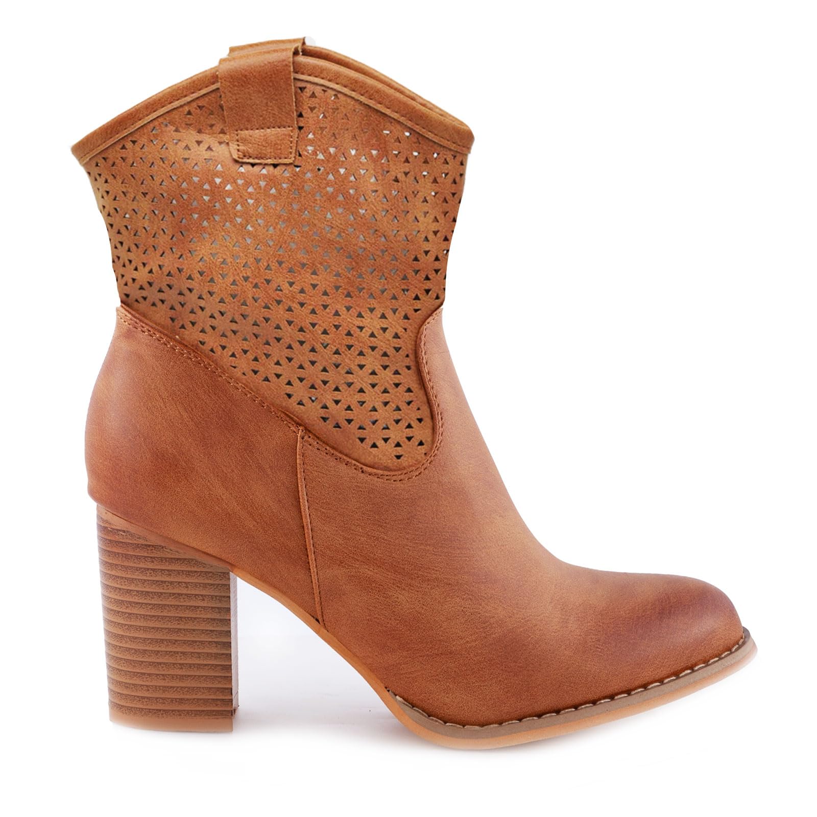 Toocool Botas Cowboy de Verano para Mujer, Zapatos de Verano para Mujer, Botas de Verano Perforadas para Mujer, Tejanas de Tacón Cómodas, Botines Tacón para Mujer G633