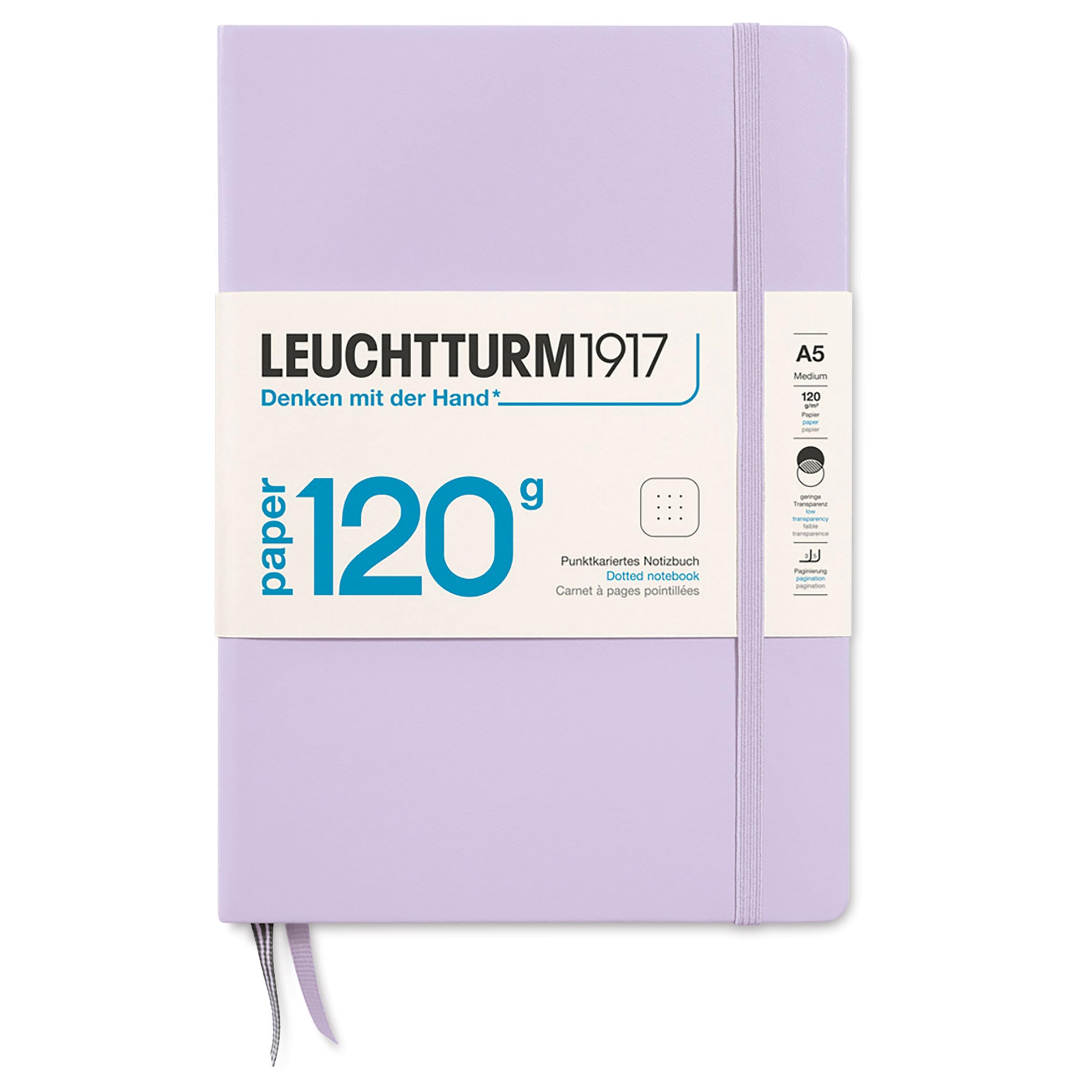 LEUCHTTURM1917 - 120G Special Edition - Medium A5 Dotted Hardcover Notebook (Lilac) - 203 Numbered Pages with 120gsm Paper