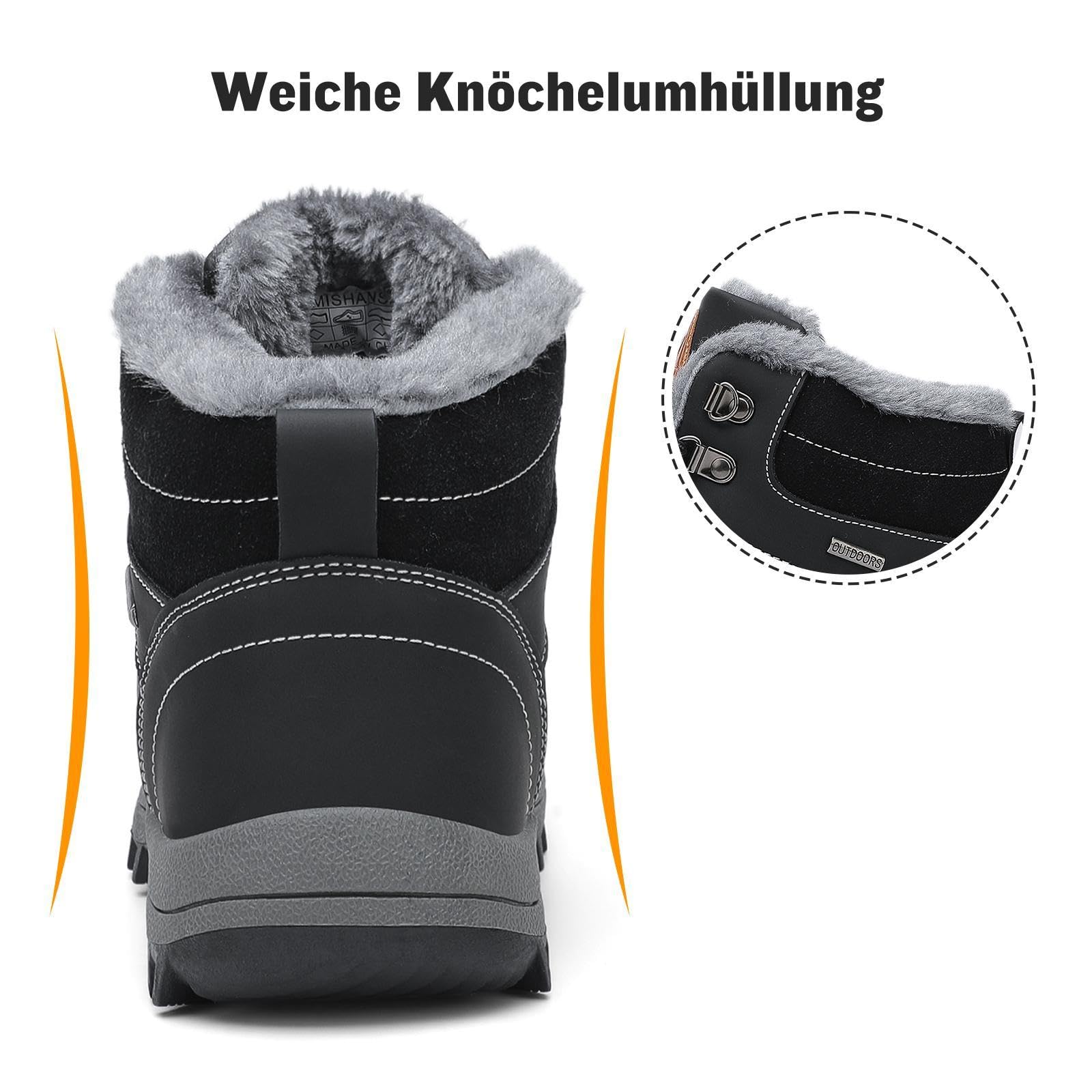 Mishansha Scarpe Uomo Donna Invernali Impermeabili Antiscivolo Stivaletti Invernali con Pelo, Gr.36-48