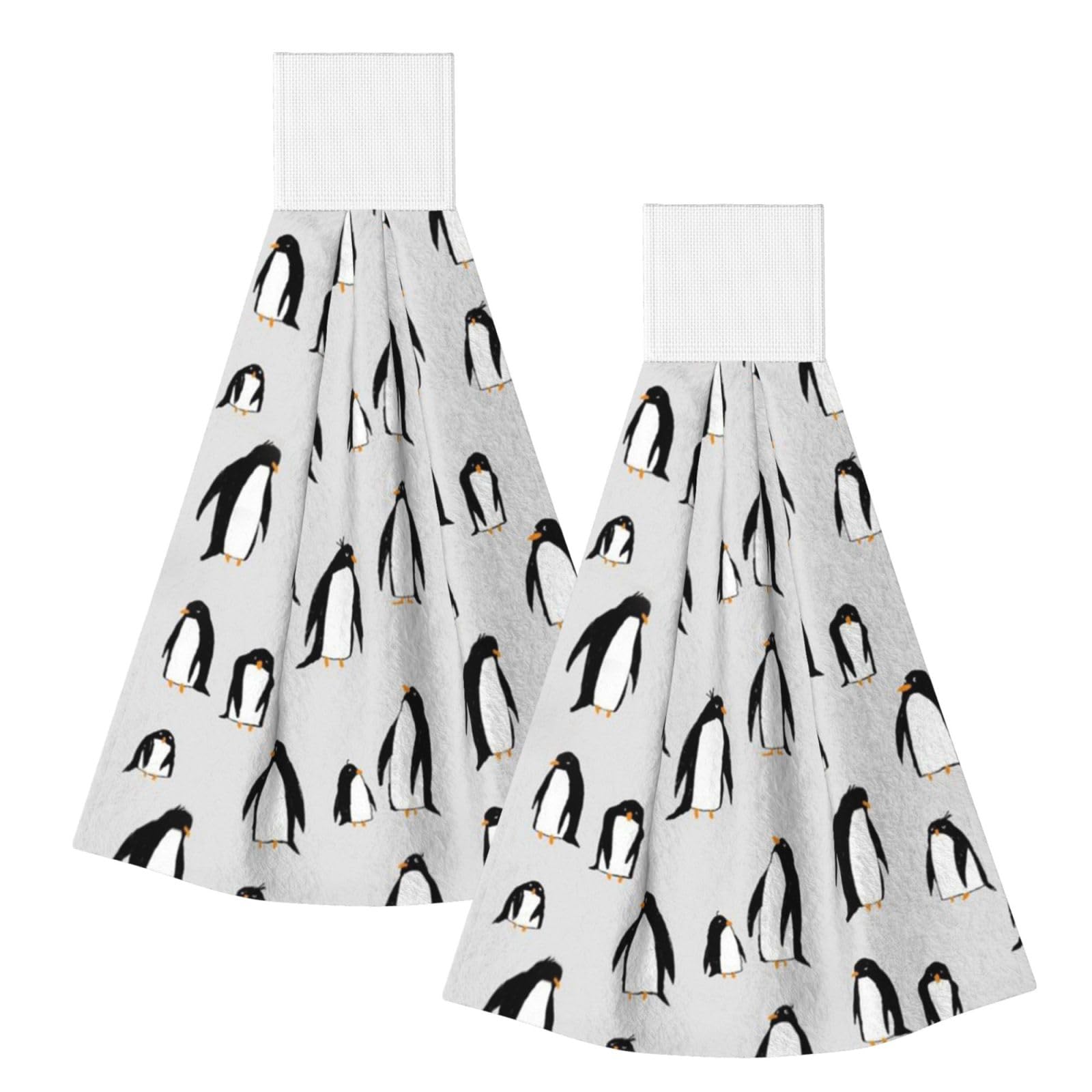 DOPKLNA A Plethora Of Penguins, 2 Pcs Hanging Coral Fiber Hand Towels for Bathroom, Absorbent Kitchen Towels