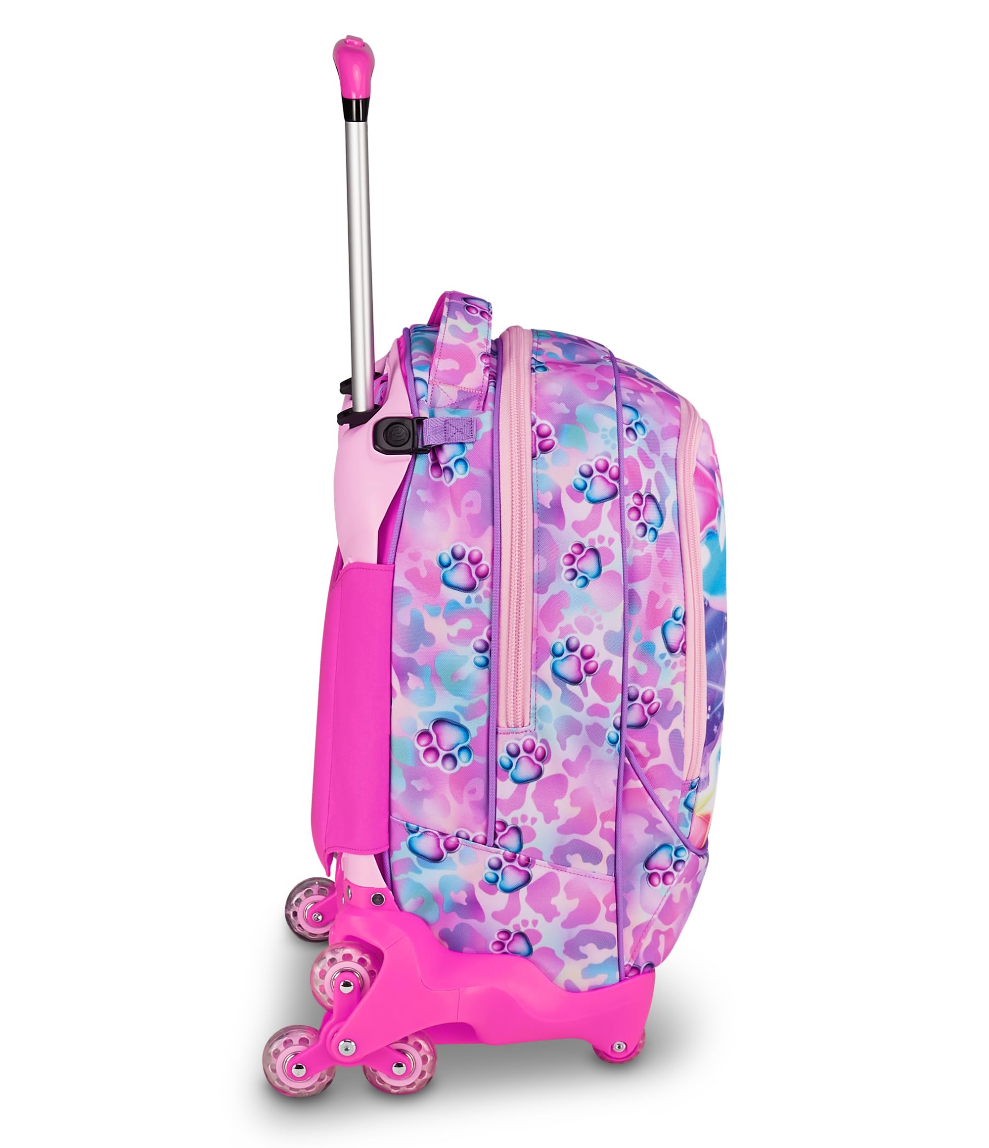 SJ GANG STYLE JAM GANG Trolley Jack 8 ruote GLOWCAT, Rosa, 34L, Scomponibile, Crossover System, 3 in 1, Spallacci a scomparsa, Tasca portaborraccia, Barra regolabile, Scuola elementare, Bambina