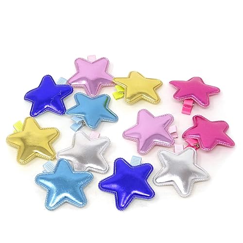 Miniatura 4 de Honbay Pinzas para el pelo de estrella de cuero sintético brillante, horquillas adorables, accesorios para el cabello, 12 unidades