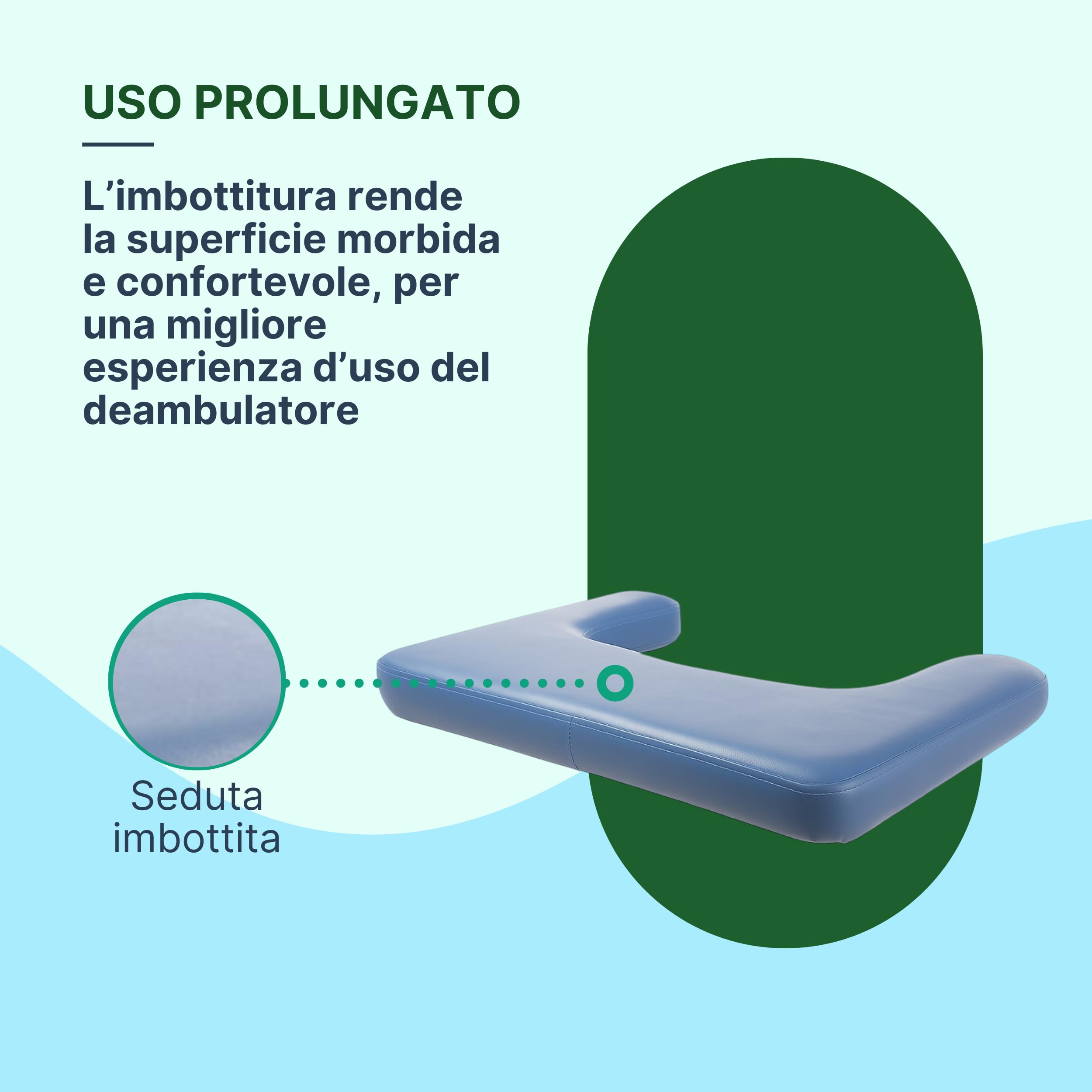 Tavolino Imbottito per Deambulatore e Rollator, 66x41 cm | Appoggio Antibrachiale Alto 10 cm, Superficie Imbottita per Appoggio a Tavolo