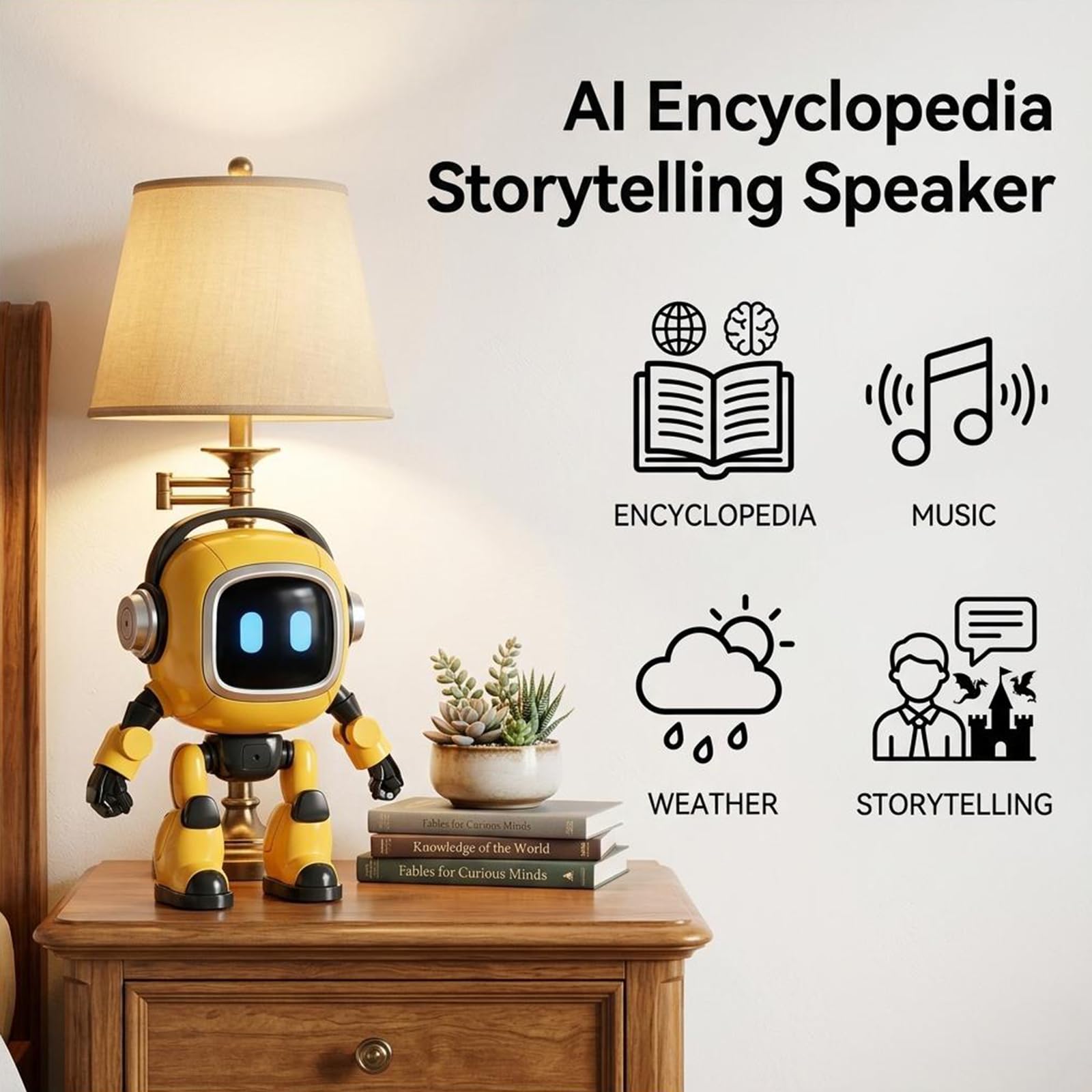 Robot Tutor Intelligente AI con 4 Principali Modelli AI e Conversazione Naturale, 37 Lingue Storia Musica Meteo Altoparlante Bluetooth, Compagno Interattivo per l'Apprendimento Domestico con Luci