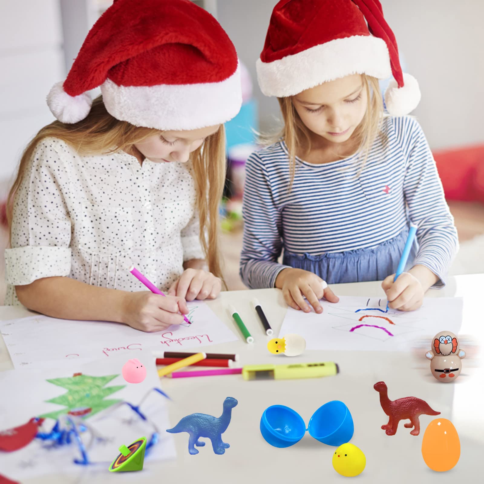 Jsdoin 48PCS Kit de Chasse aux œufs de Pâques, Kinder Surprise Oeuf avec Jouets, Oeufs colorés, Boîte de Rangement