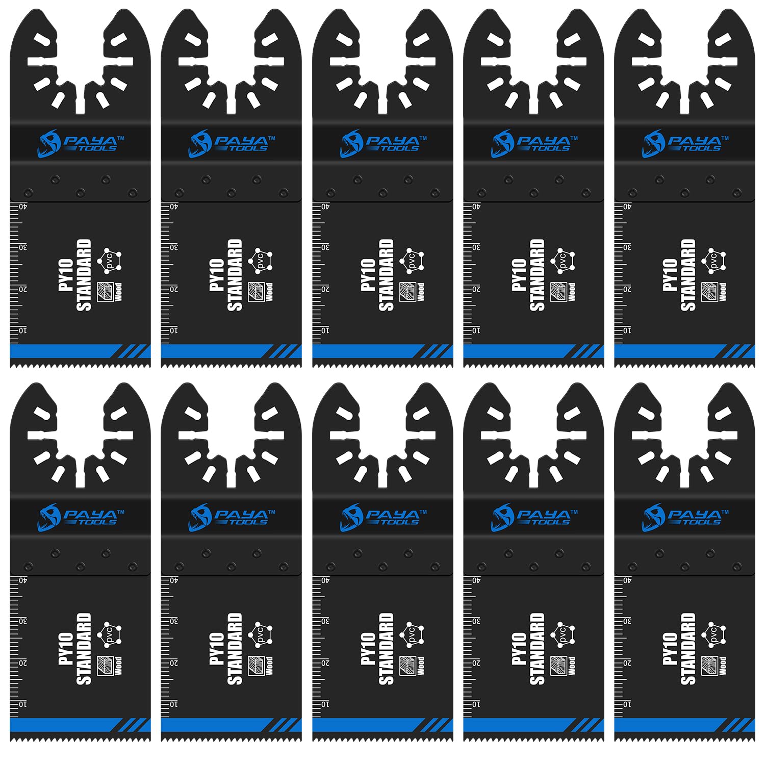Multifunction High Carbon Steel Standard E-Cut 1-3/8" Oscillating Saw Blades, Universal Fit Multitool Blades for Wood, PVC, Drywall (10-Pack)