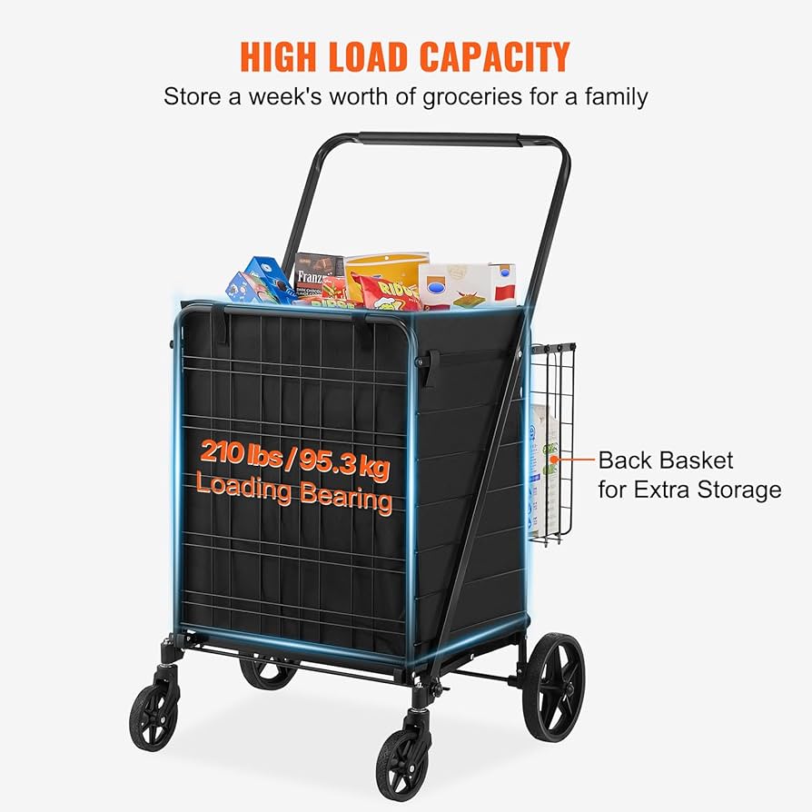 minale1037【Shoppingcart】Dr. VEVOR Folding Shopping Cart with Removable Waterproof Liner