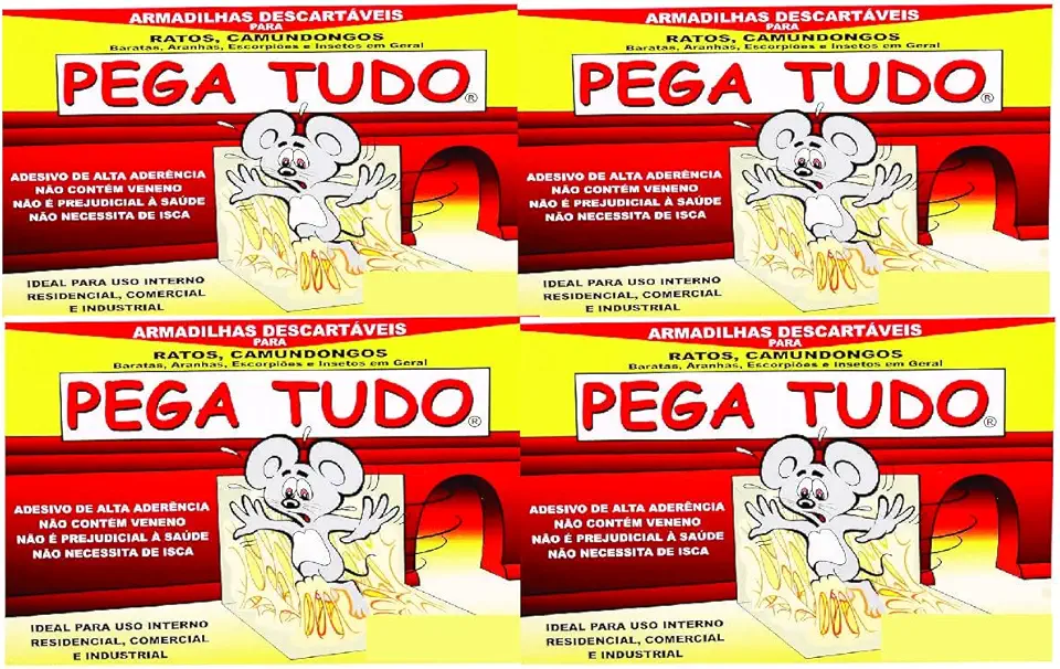 Kit com 4 Ratoeira Adesivas para Ratos e Camundongos, Uso Residencial e Comercial