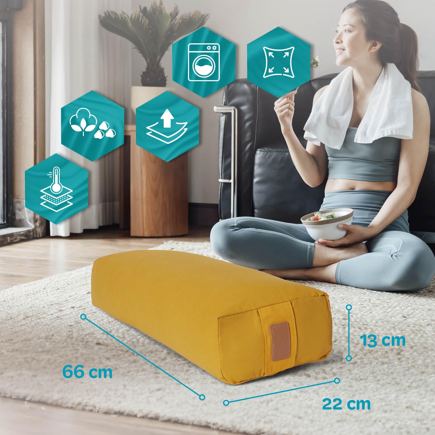 DoYourYoga - Hoekig Yoga bolster - »Paravati« - Med