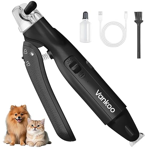 Vankoo 2 in 1 Dog Nail Clippers & Trimmers with LED Lights, Splash Guard - Pet Hair Trimmer for Around Paws, Ear, Eye,Face, Rump Rechargeable & IPX7 Waterproof Grooming Supplies for Cats, Dogs - Black