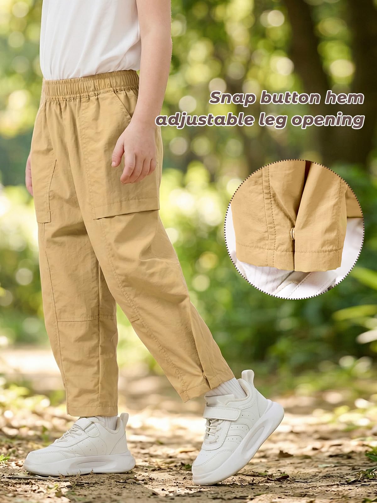 Miipat Pantalones Cargo Holgados para Niñas, Pantalon Tipo Paracaídas de Secado Rápido Pantalones Casuales Ligeros con Cintura Elástica para Niños y Niñas 3-8 Años