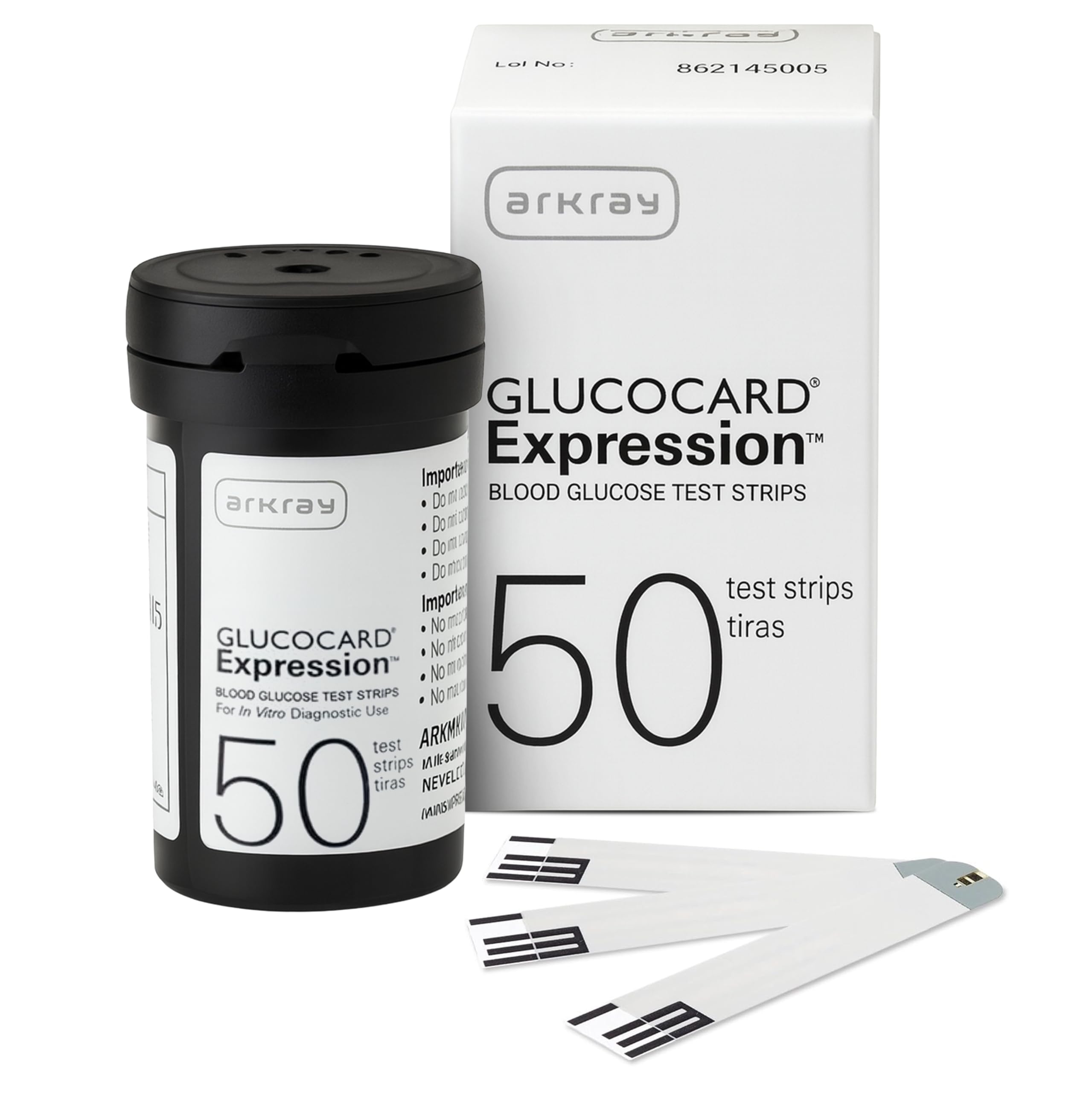 ARKRAY GLUCOCARD Expression Blood Glucose Test Strips – Automatic Coding, 0.8 µL Sample, Fast 6-Second Results, Compatible with GLUCOCARD Expression Blood Glucose Meter, 50 Count