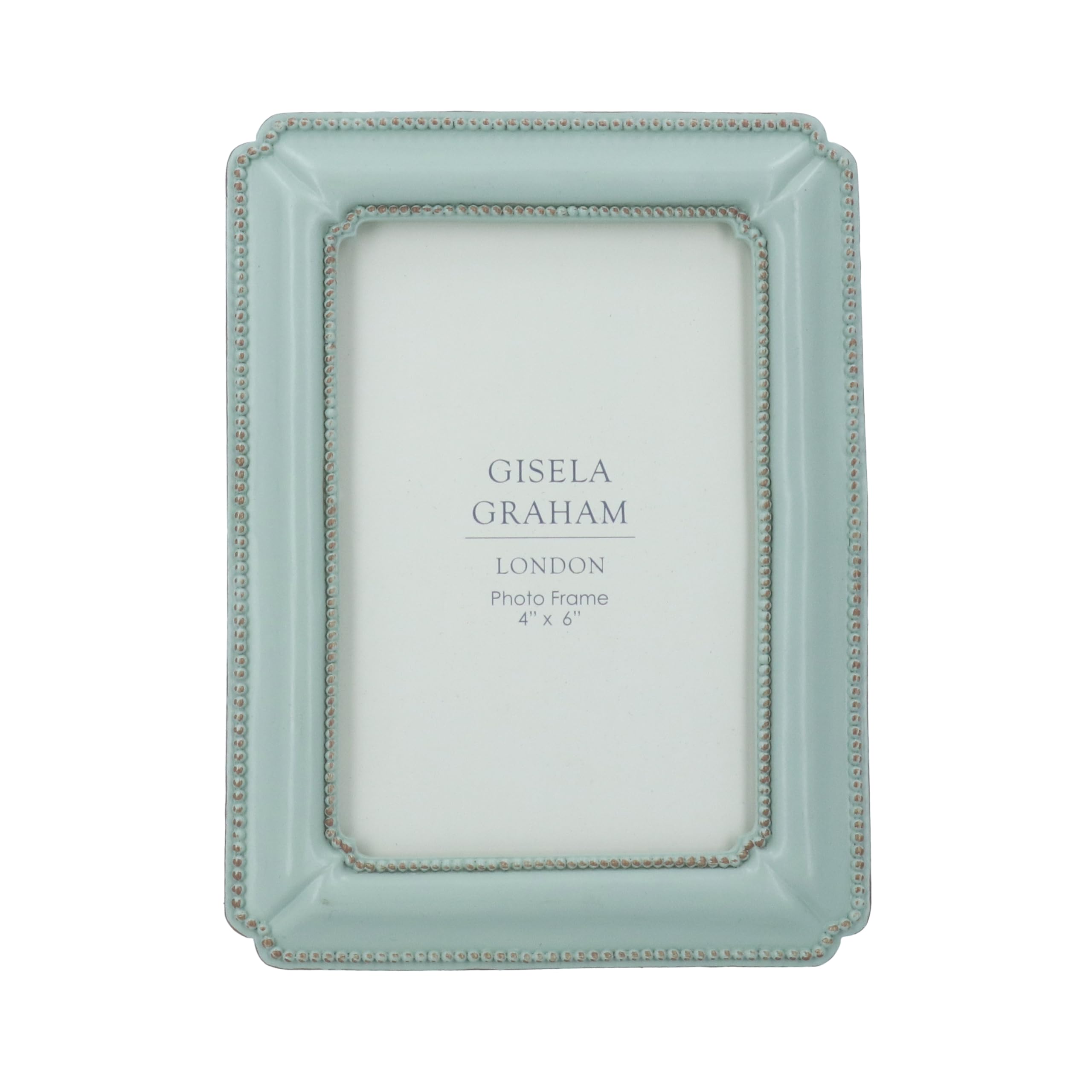 Gisela Graham Duck Egg Blue Resin Photo Frame with Beaded Detail, 4x6 Inch