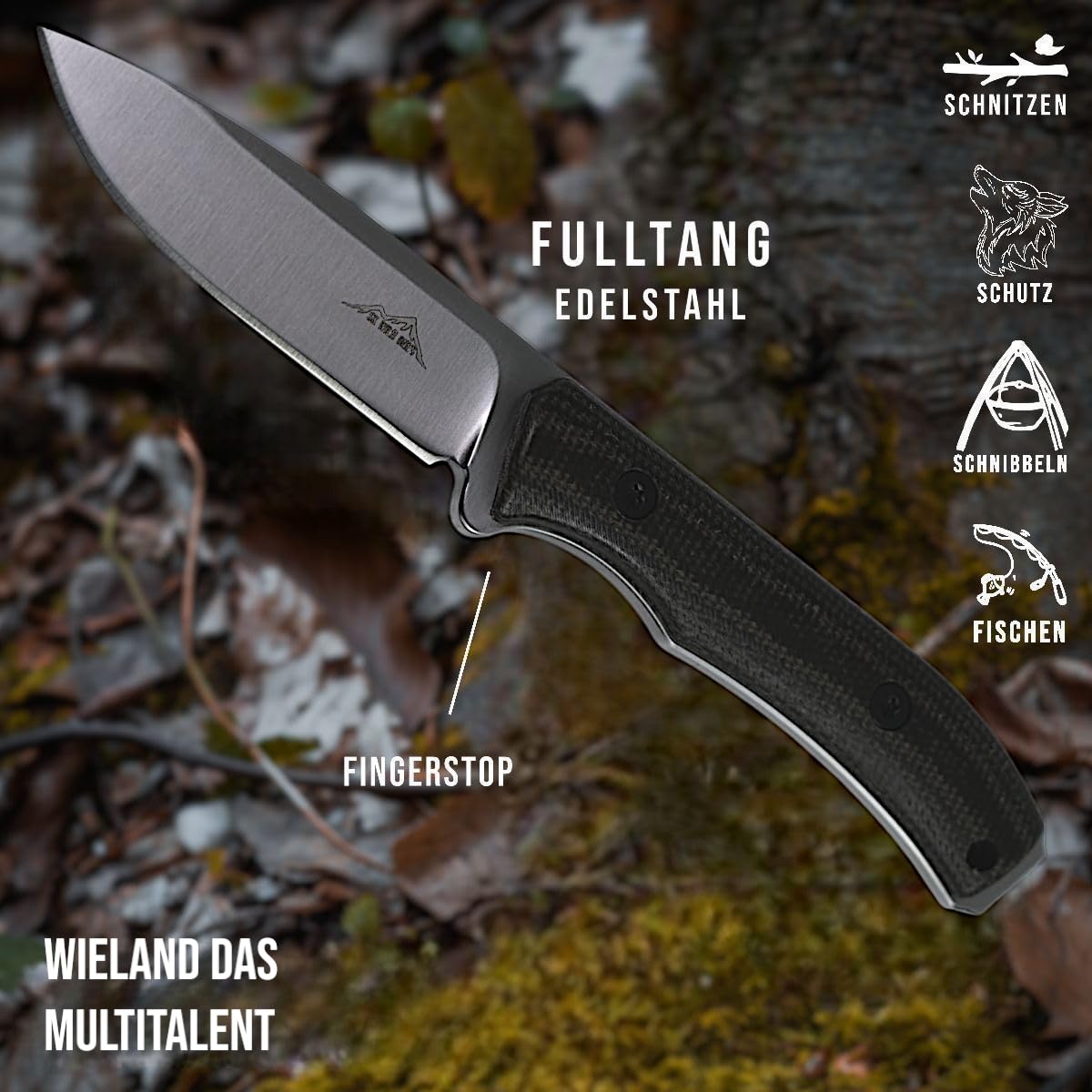 SK Wild Ones® Neck Knife Messer - Outdoor Neckknife Survival - Jagdmesser feststehende Klinge - Echtleder Holster Gürtelmesser & Micarta Griff - EDC Messer Outdoor - 440 C Edelstahl Wieland