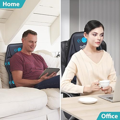 Miniatura 6 de Cojín de asiento de masaje con calor 9 estilo de masaje función de apoyo lumbar, alivio de fatiga y estrés, almohadilla para silla de masaje de