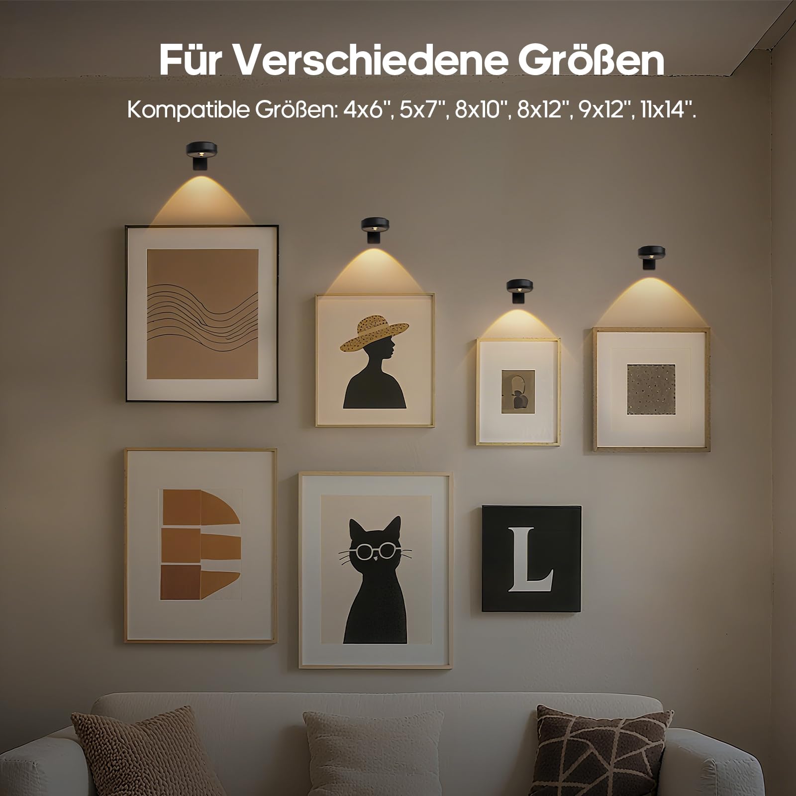 GOODEA Lichtleuchte Kabellos 2200mAh Aufladbar LED Spot Akku mit Fernbedienung und Timer- 3 Farben Dimmbar Bildbeleuchtung Kabellos Licht für Wand Bild Vitrinen Halloween Beleuchtung 6er Set