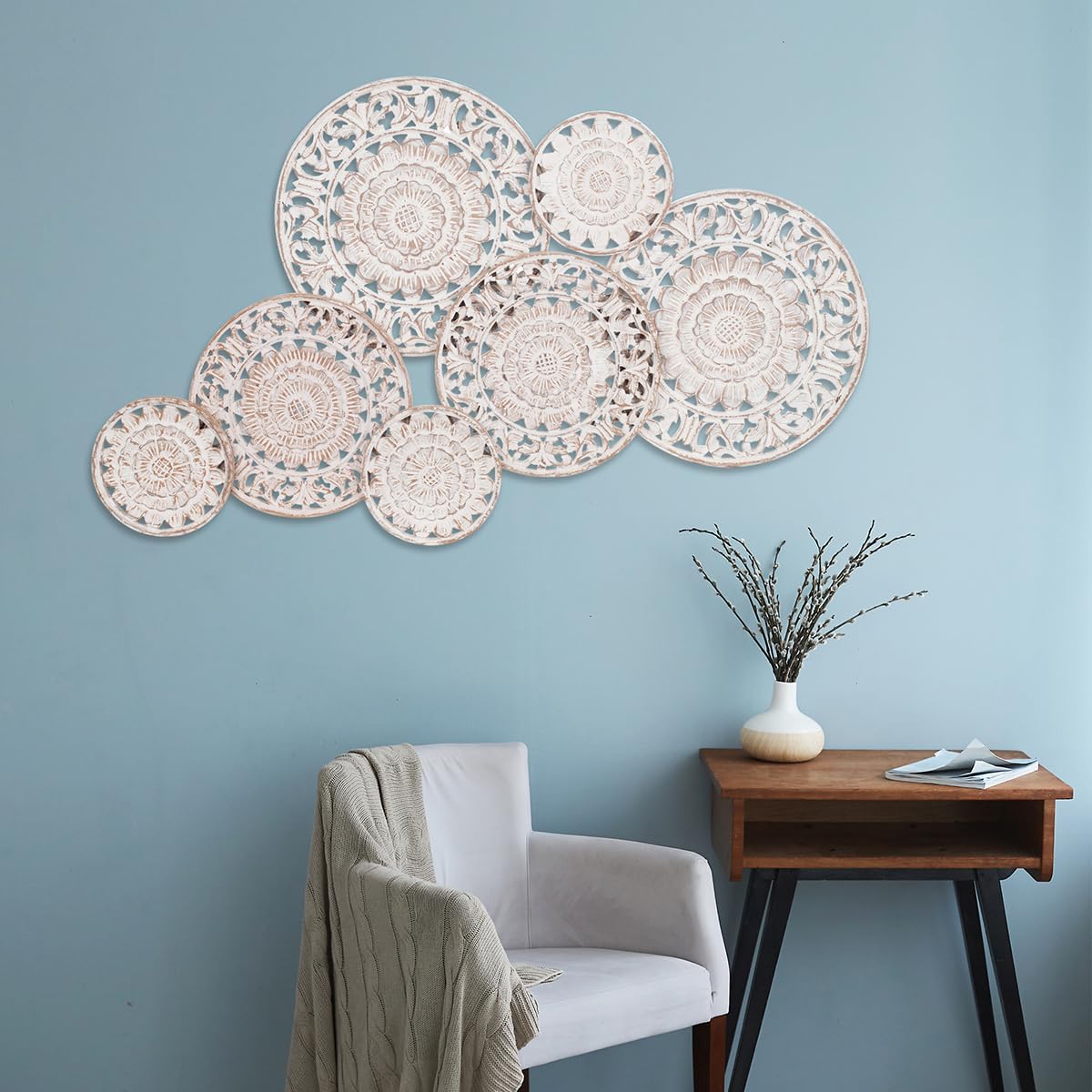 Adorno de Pared REDONDELES PUNTILLA, Madera, 104x60 cm