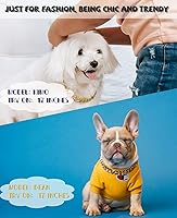 Vista 2 de Collar de perro de cadena dorada de 3/4 de ancho, collar de perro de eslabones cubanos de moda, lindo collar de moda para perros pequeños