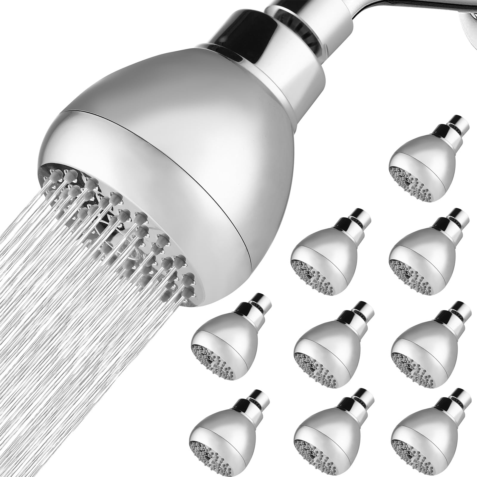 Pommeau de douche puissant pour salle de bain jet forte pression chromé