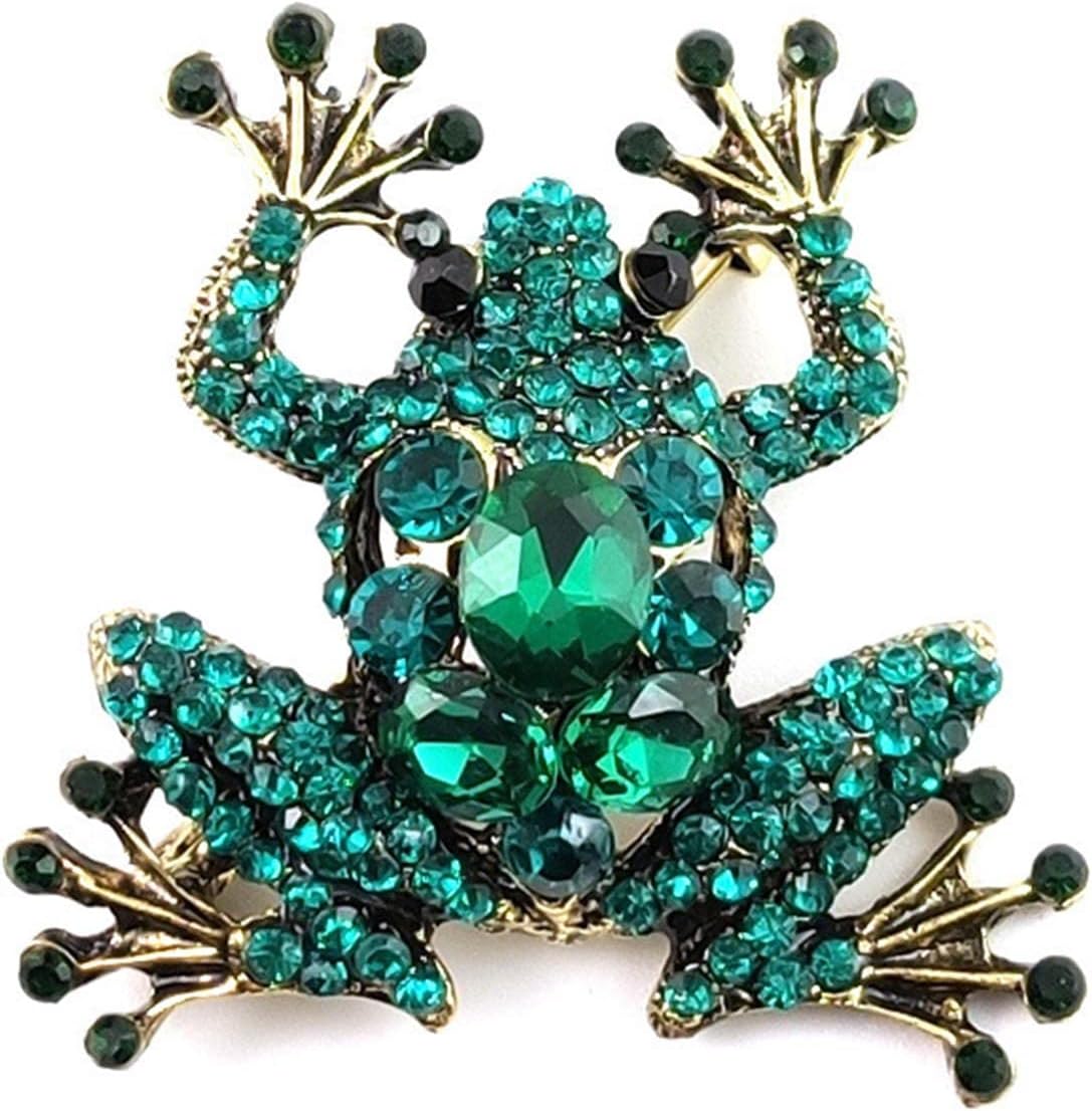 Sttiafay Crystal Green Frog Brooch Vintage Large Enamel Brooch Wedding Bridal Diamond Bouquet Brooch Pin Accessory Gift for Unisex Clothing Corsage