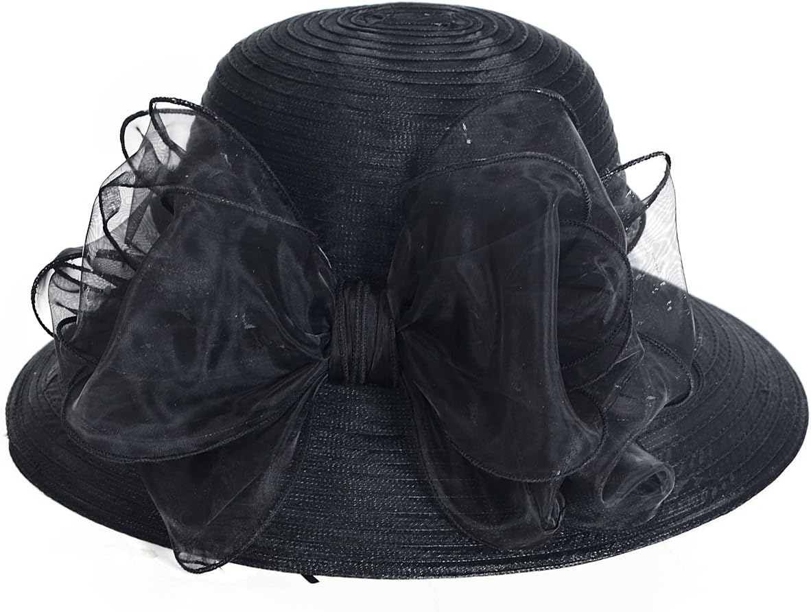 VECRY Lady Derby Dress Church Cloche Hat Bow Bucket Wedding Bowler Hats