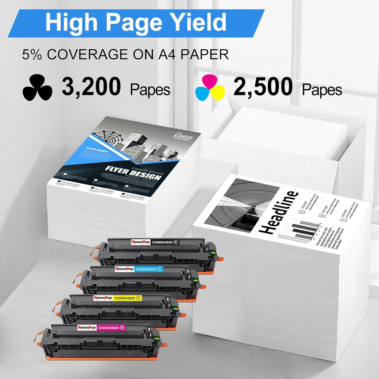 4-Pack 202X Toner Cartridges Compatible Toner Cartridge Replacement for HP 202X CF500X CF500A 202A Color LaserJet Pro MFP M281fdw M281cdw M254dw M281fdn 281fdw M254 M281 Printer (with Chip)
