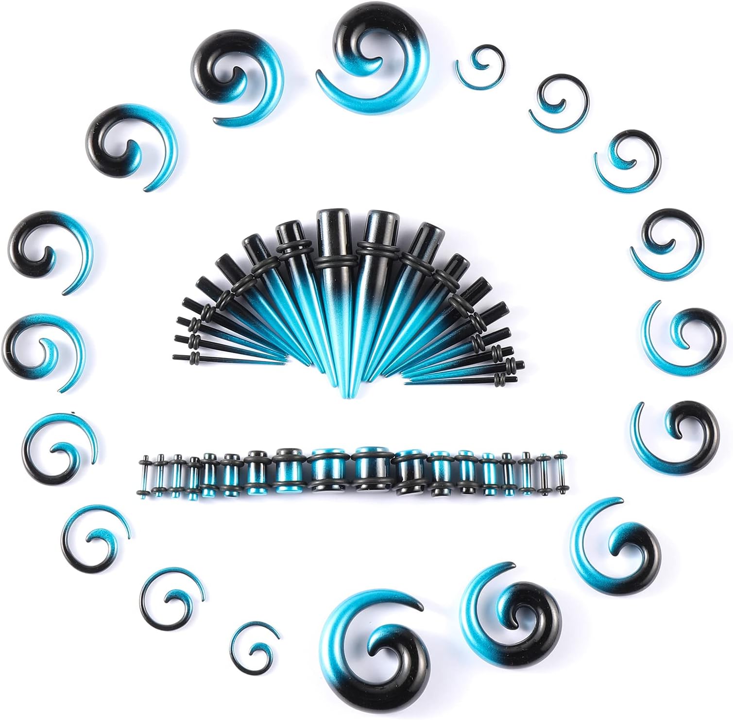 Ear Stretching Kit 54 Pieces 14Gauges-00Gauges Earrings Piercing Kit