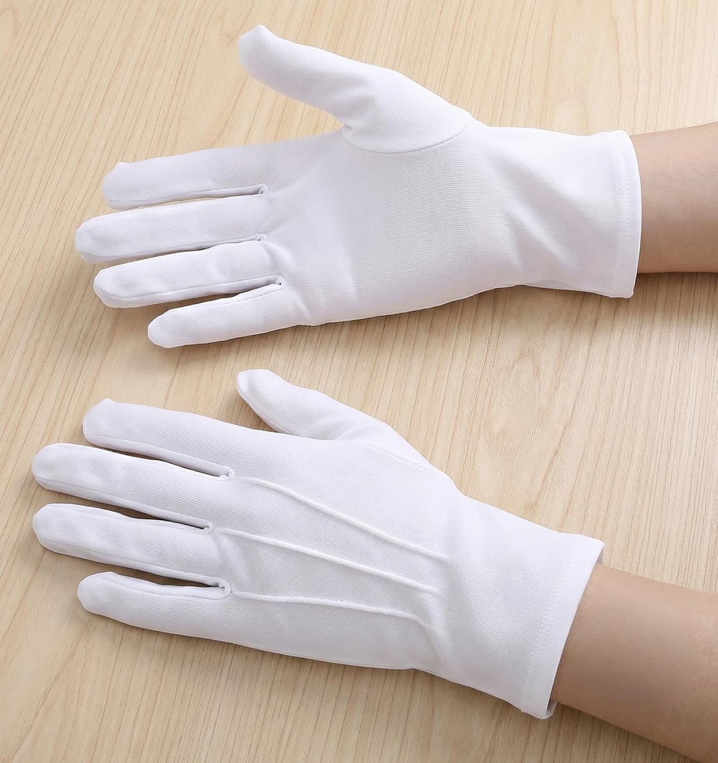 2 Pairs White Gloves Men, White Gloves for Wedding Formal Tuxedo Party, Coin Jewelry Inspection & Police Server Funeral Guard Uniform