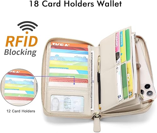 Miniatura 7 de nuoku Carteras para mujeres con ranuras para tarjetas de crédito con bloqueo RFID de gran capacidad