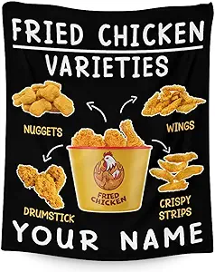 Mercuryelf Custom Chicken Nugget Blanket - Soft, Fuzzy & Warm - 30x40 Inches Small Throw Blankets for Lap, Crib - Black Novelty Throws Gift for Kids