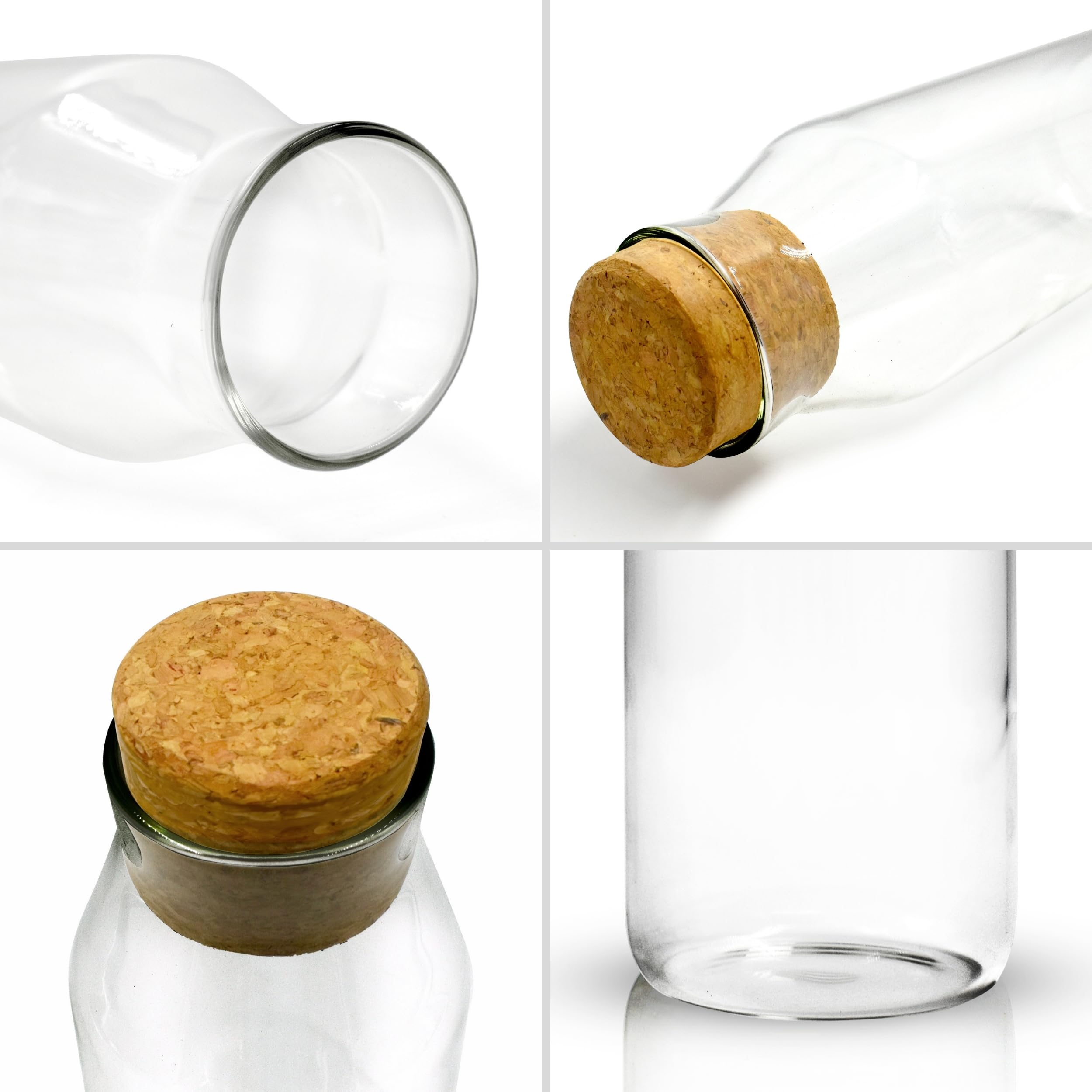 Caraffa per acqua da 1 litro, confezione da 2 caraffe in vetro con coperchio per bevande fredde, latte e succhi di frutta, bottiglie di vetro versatili per conservare detersivi