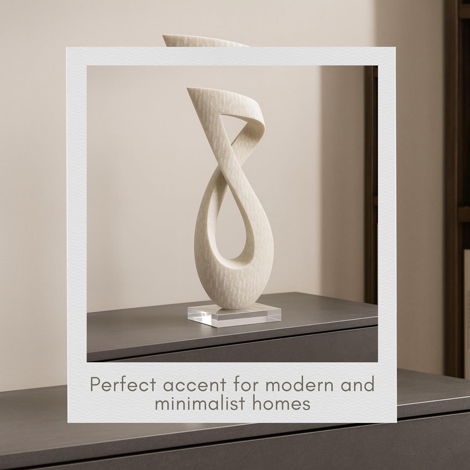 Abstract Sculpture Resin Statuary for Living Room – Statues for Home Decor, Living Room Decorative Objects, Coffee Table Figurine, Decorative Sculptures for Shelf, Indoor/Outdoor – 19", White