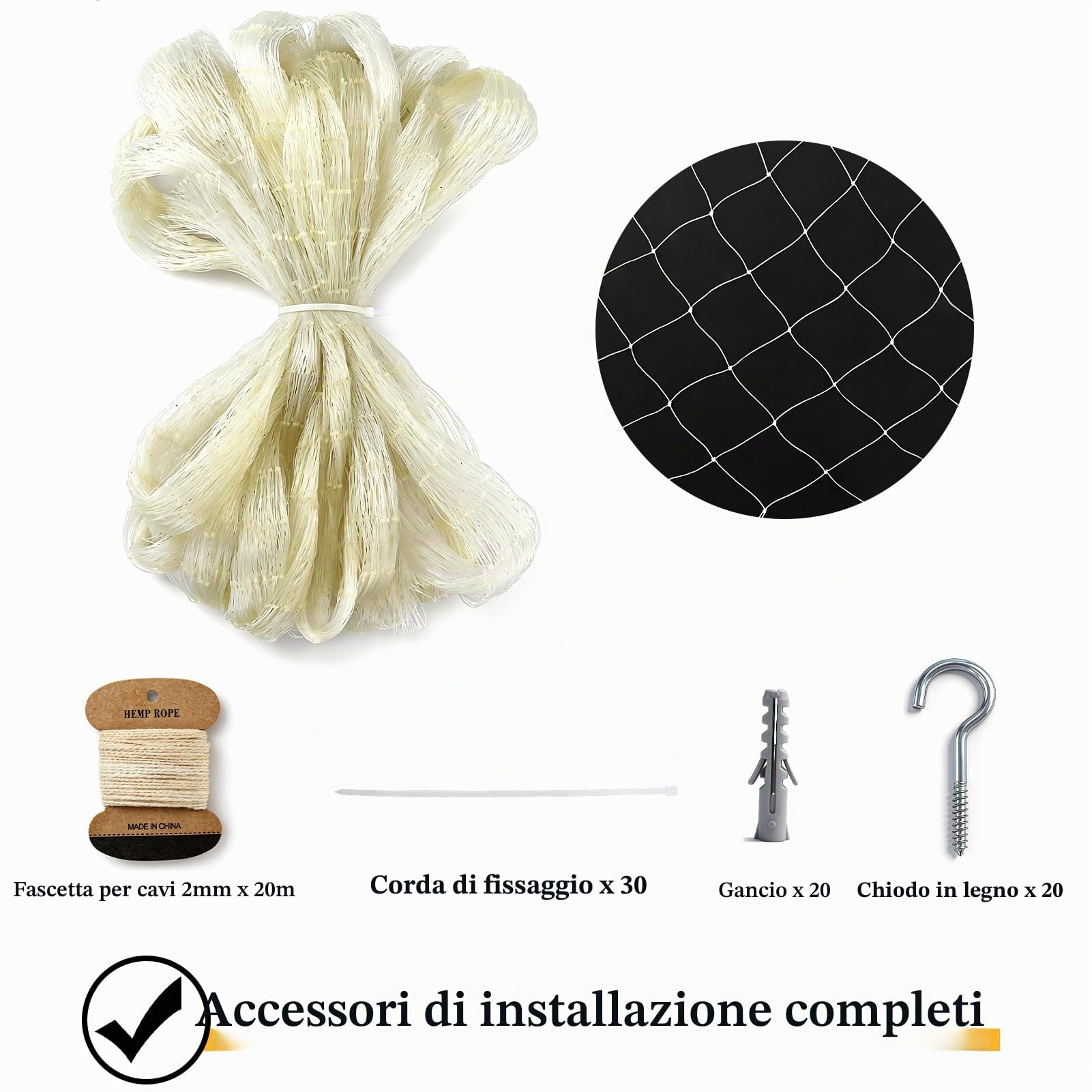 Rete per Gatti, Balcone, Senza Forare, 10 x 3 m, Rete Trasparente per Gatti, Protezione per Uccelli, con Corda Fissa e Accessori, per Balconi, Scale, Terrazze e Finestre (Bianco)
