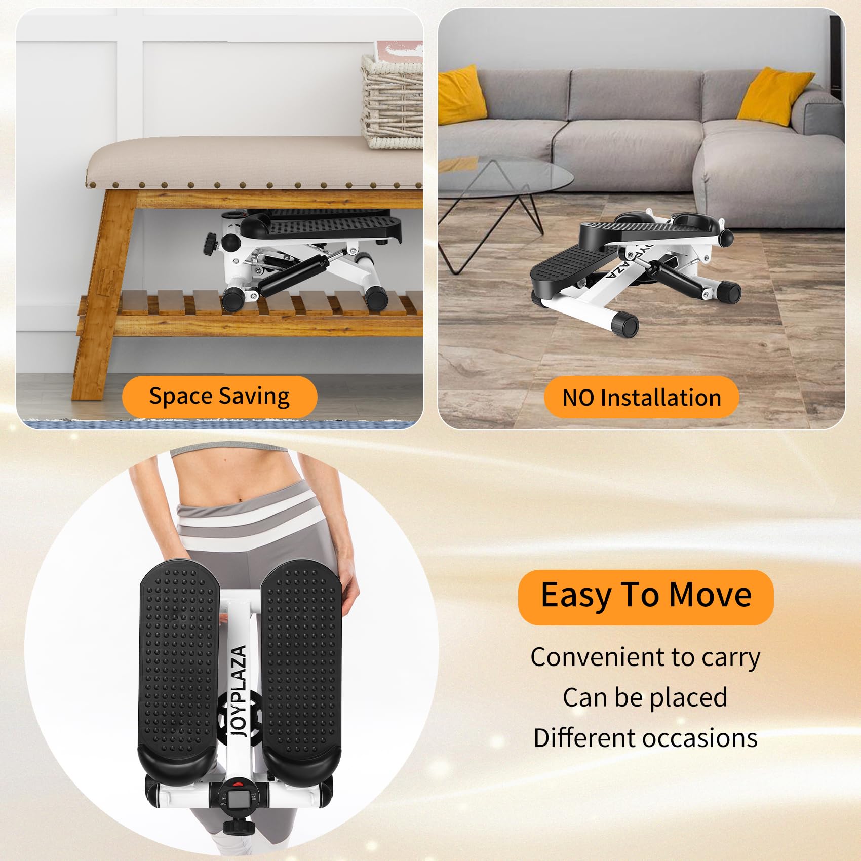 Stepper per esercizi a casa, mini stepper con fasce di resistenza e scaletta portatile, esercizio di modellamento del fitness, carico massimo 120 kg, step per allenamento con monitor LCD