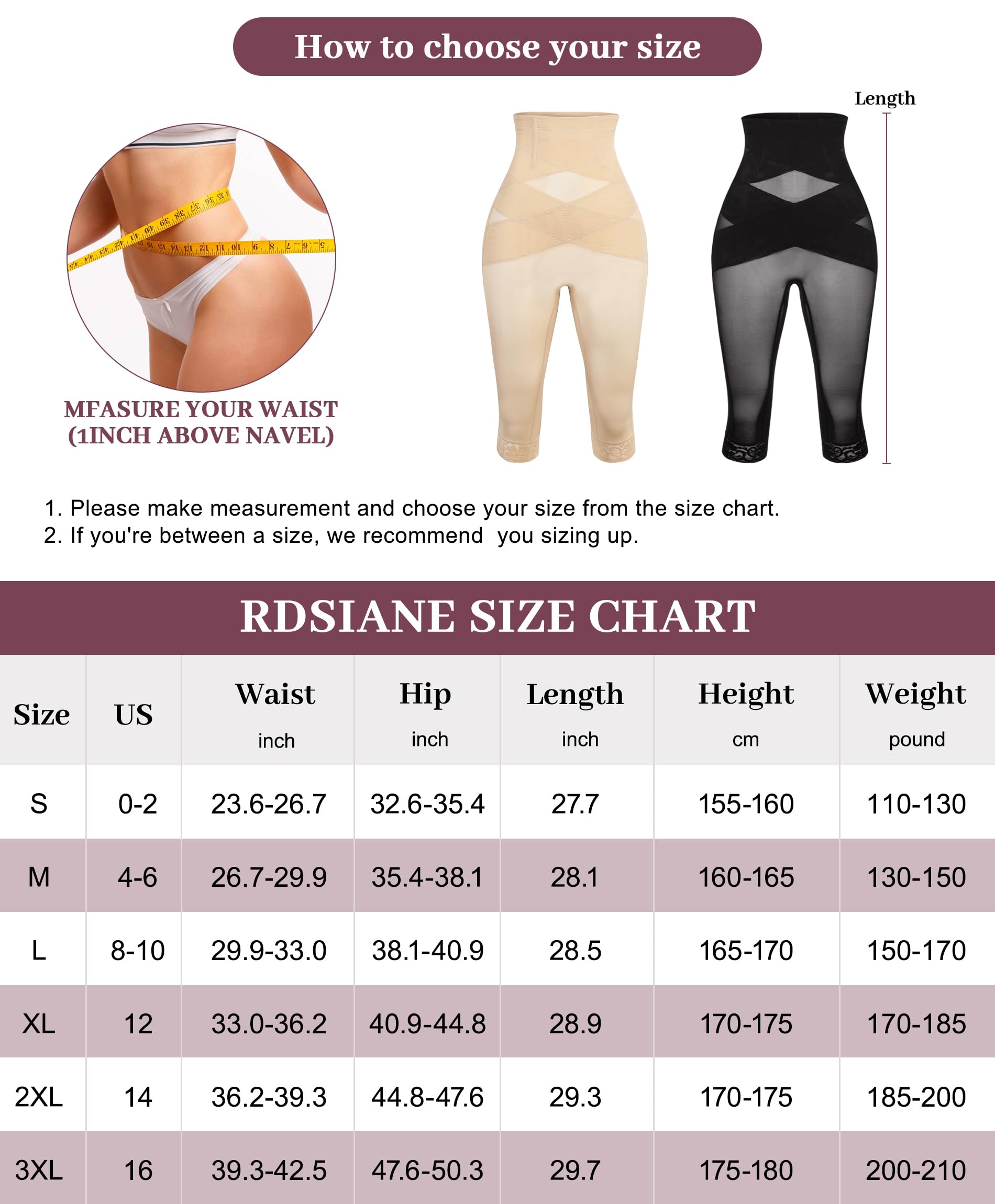RDSIANE Faja moldeadora de cintura alta con control de abdomen entrecruzada para mujer, moldeador de levantamiento de glúteos