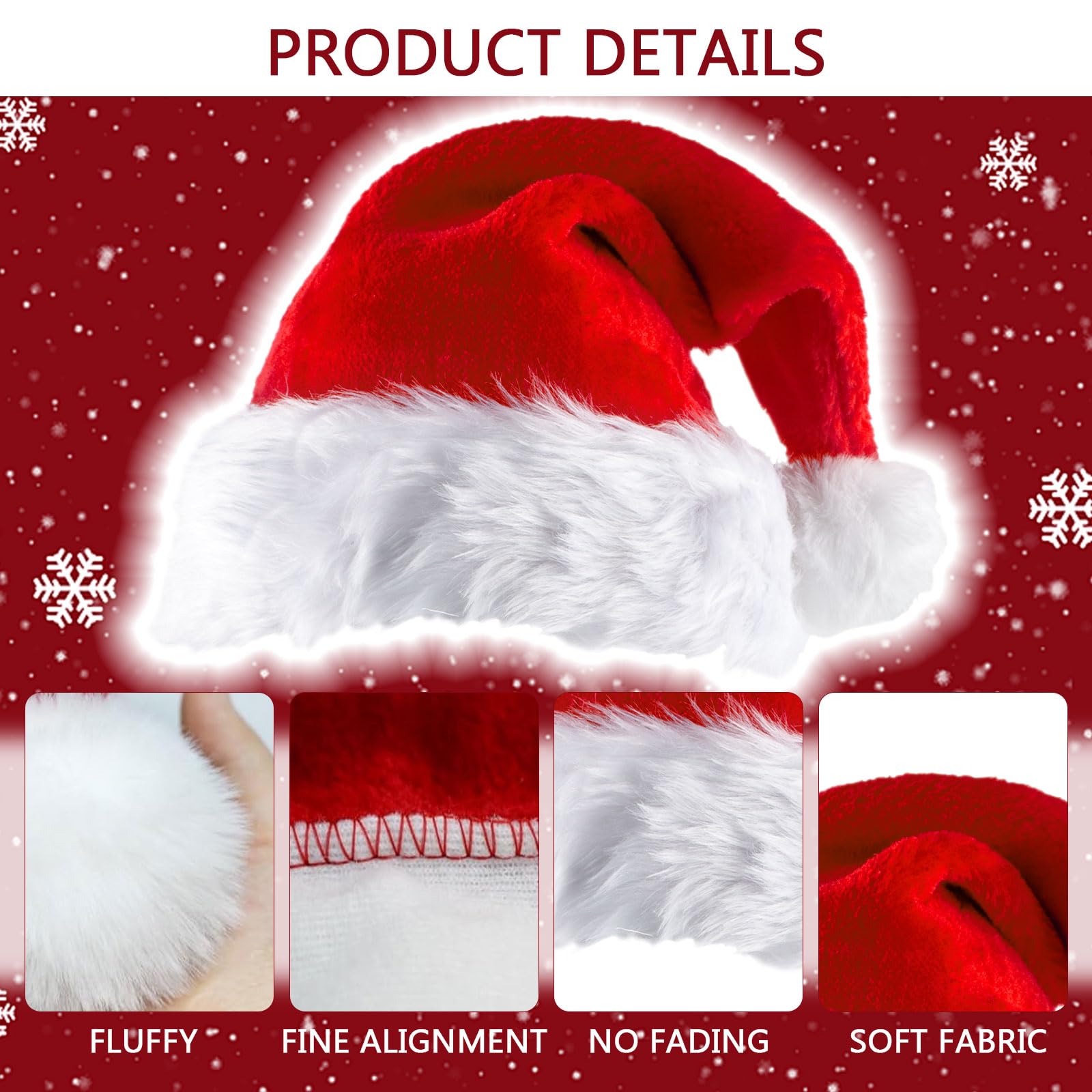 MUNSKT Santa Costume Set, Santa Hats Beard Wig Glove Glasses and Belt, One Size for Adults Halloween Christmas - Image 3