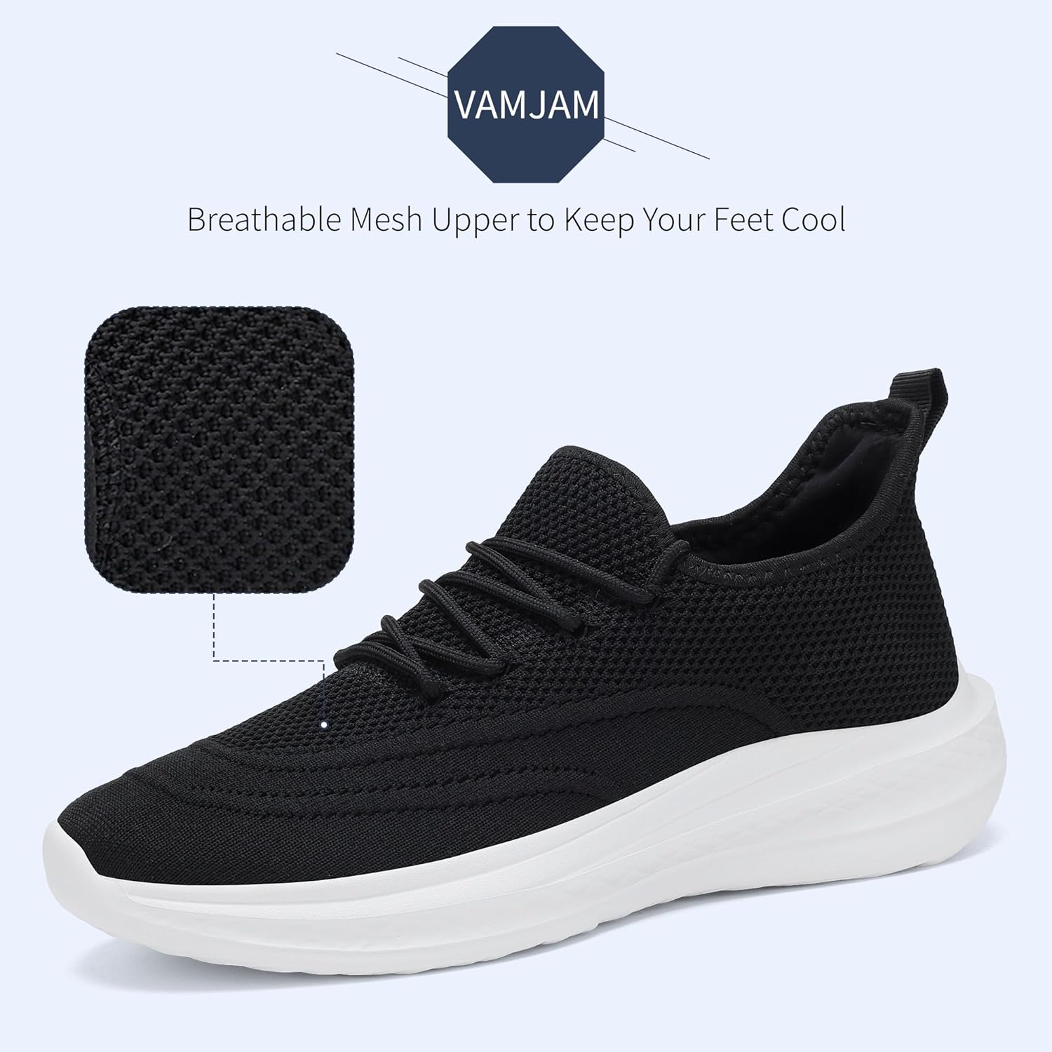 VAMJAM Men's Running Shoes Slip On Walking Shoes Non Slip Lightweight Workout Breathable Gym Sneakers Fashion Mesh Sneakers - Image 3