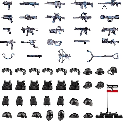Miniatura 29 de Juego de 63 piezas de armas militares, accesorios de fuerzas especiales del Reino Unido, juguetes de armas, equipo militar, bloques de batalla