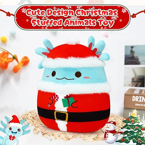 Miniatura 4 de Christmas Axolotl Plush Toy, 8-Inch Axolotl Stuffed Animal Christmas Plush Pillow, Soft Stuffed Animals Gifts for Kids Adults Birthday,Blue