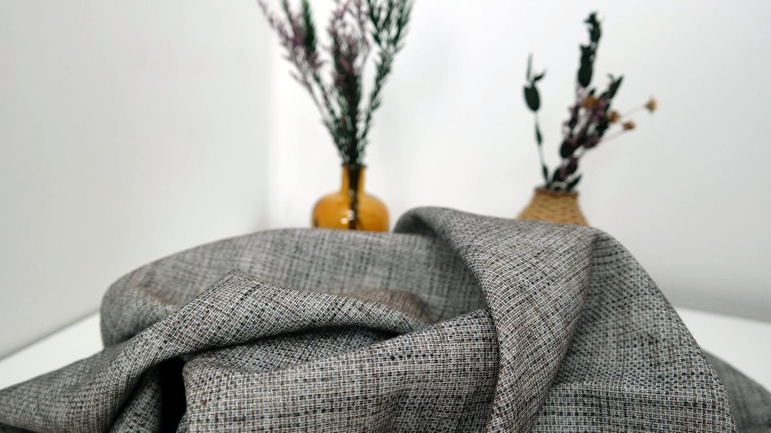 Brown Linen Cotton Tweed Fabric | Durable Quality Material for Sewing, Crafting, and Home Decor