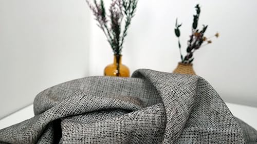 Miniatura 7 de Tela de tweed de algodón de lino marrón Material duradero de calidad para coser, manualidades y decoración del hogar