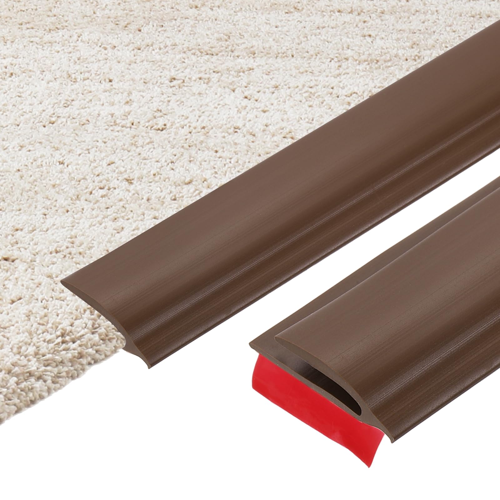 sourcing map 400cm x 32mm x 8mm Carpet to Tile Transition Strip, Self-Adhesive Carpet Edge Strip, PVC Gap Cover, Laminate Edge Trim for Uneven Surfaces, Brown — image 1
