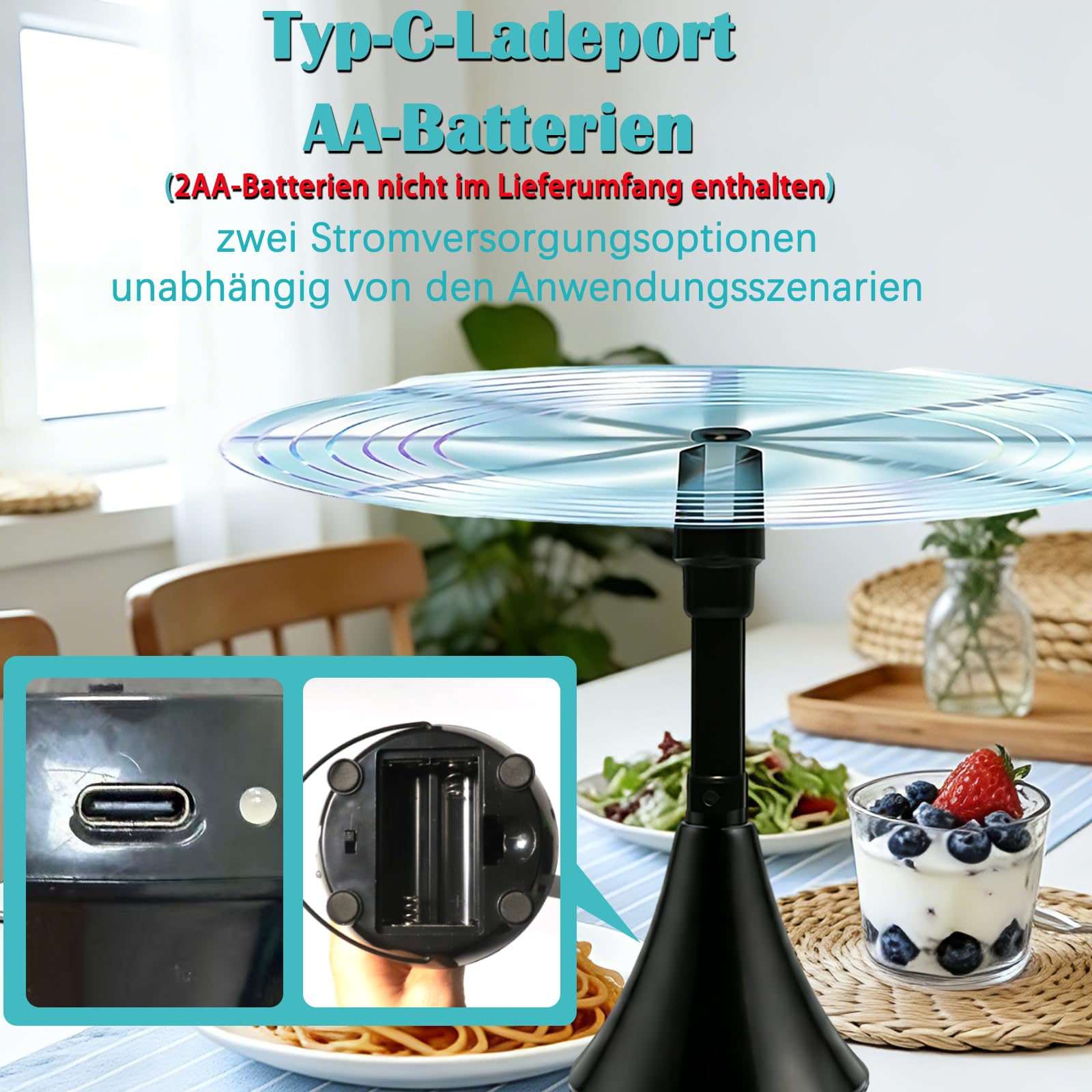 Repellente per Mosche, con USB C, Pieghevole Scaccia Mosche da Tavolo, Ventilatore Repellente Portatile, Fly Repellent Fan, Ventilatore Antizanzare Elettrico, per Esterno Cucina Ristoranti