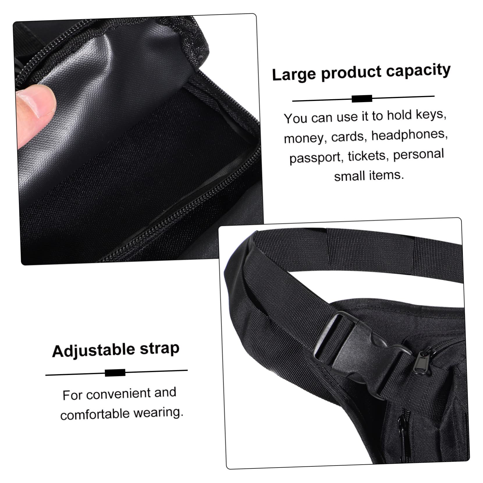 GANAZONO 1Pc Outdoor Waist Bag for Men and Women Durable Fanny Pack for Camping Hiking and Outdoor Activities Black