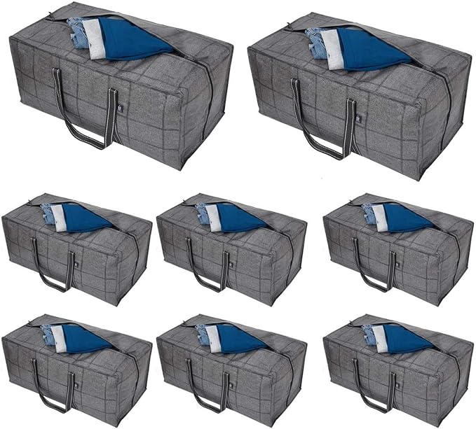 VENO 8 Pack HeavyDuty Extra Large Storage Bags with Zips for Clothes